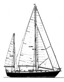 44-foot ketch with small mizzen drawing