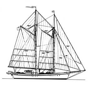 70-foot schooner drawing