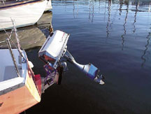 Outboard engine out of the water