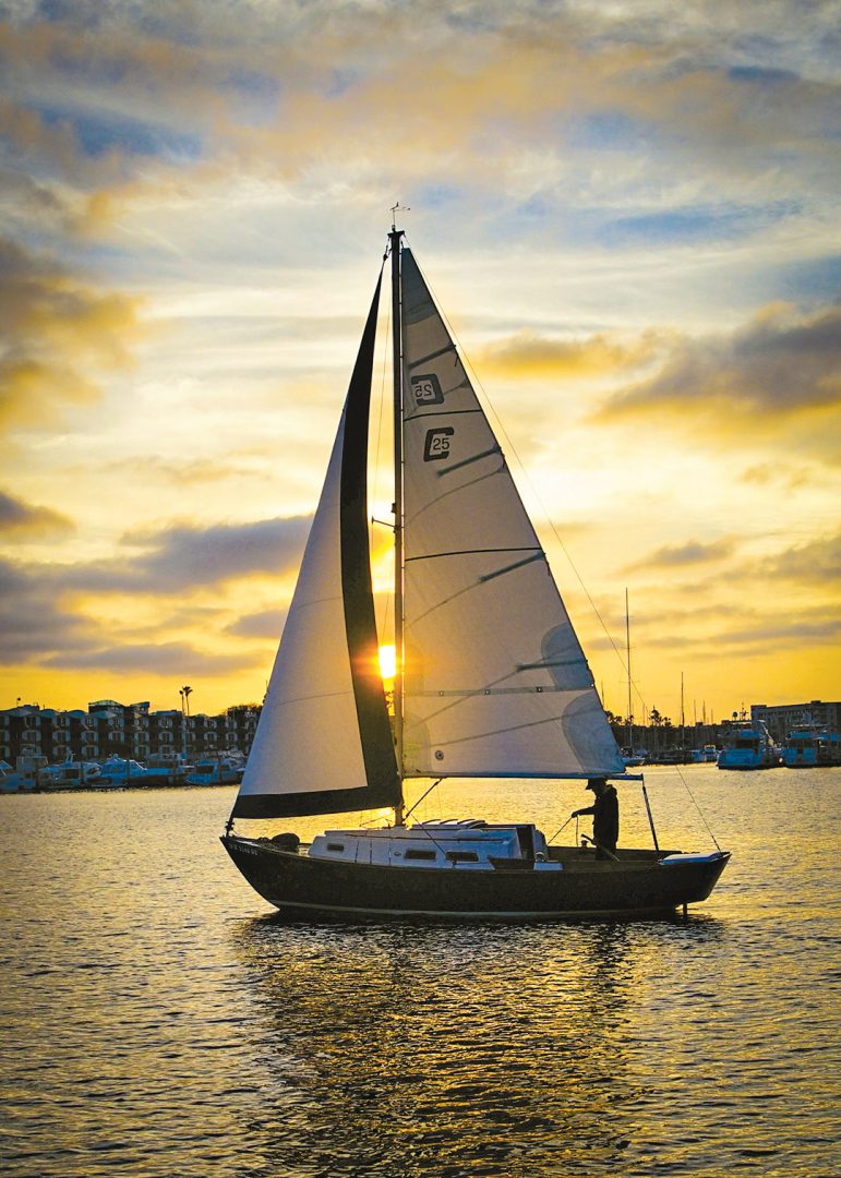 Cape Dory 25 sunset sailing