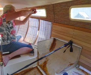 gluing inside boat walls