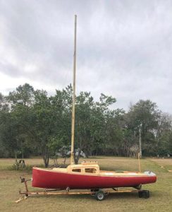 when the mast was raised, the author had to figure out the proper mast rake and corresponding forestay length.