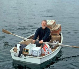 Larry Pardey proving how capable the Fatty Knees 8 is for hauling cargo.