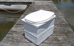 Drew used a pair of battery boxes to make the lower part. The unit would be enclosed in a well, but he wanted the toilet to have a smooth, well-finished interior.