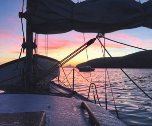 Triteia heading to Little Scorpionanchorage o Santa Cruz Island,
California.