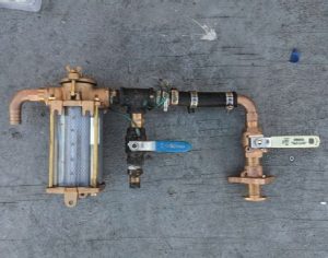 New raw water strainer assembly waiting for install.