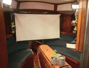 The movie enthusiasts use their mini projector almost every day.