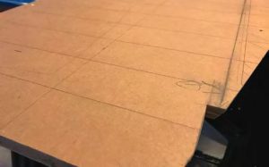 bulkhead with lines drawn, ready for the router.
