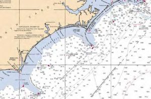 It’s easy to think that once you are south of CapeHatteras, you can go offshore. Remember, Cape Lookout
Shoals extend 20 miles offshore and Frying Pan Shoals
extend 30 miles. The Gulf Stream runs right up to these
shoals. If you guess wrong with the weather you will not
be happy!