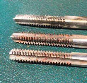 The taps used for the taper, plug, and bottoming tap.